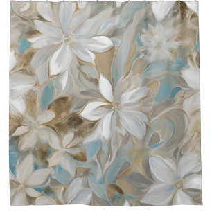 Rideaux De Douche Brun beige bleu sarcelle floral