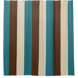 Rideaux De Douche Brun de Teal et rayures verticales beiges