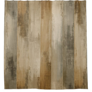 Rideaux De Douche Brun gris beige rustique rayure de bois de grange