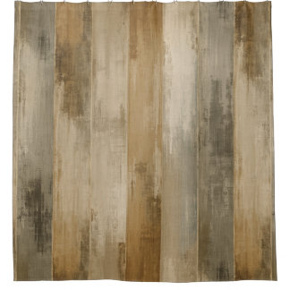 Rideaux De Douche Brun gris beige rustique rayure de bois de grange