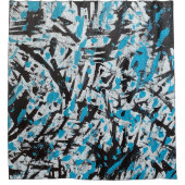 Rideaux De Douche Brush bleu et noir Abstrait (Devant)