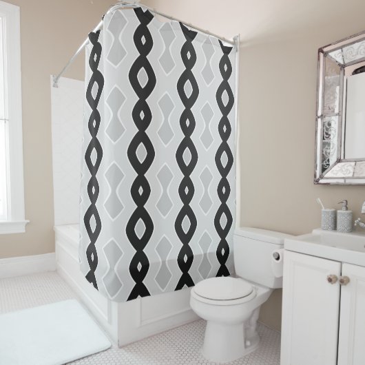 Rideaux De Douche Bubbly Wave nuances de Motif gris (En situation)