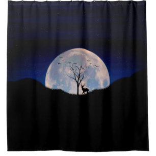 Rideaux De Douche Buck avec Big Rack contre la Pleine lune