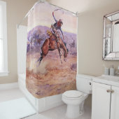 Rideaux De Douche "Buckino Bronco" Cowboy Art de Charles Russell (En situation)