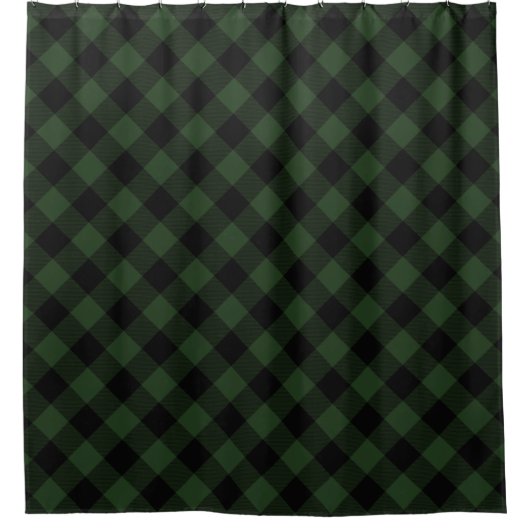 Rideaux De Douche Buffalo Check Celtic Green and Black Carrés Plaid (Devant)