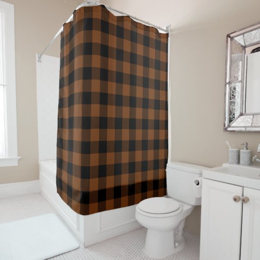 Rideaux De Douche Buffalo Plaid - Brown - (En situation)