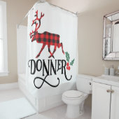 Rideaux De Douche Buffalo Plaid Donner Reindeer (En situation)