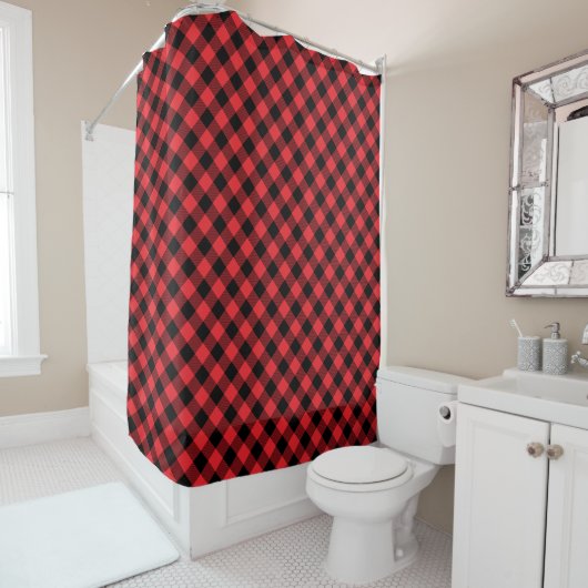 Rideaux De Douche Buffalo Plaid Red Black Check (En situation)
