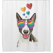 Rideaux De Douche Bull Terrier Chien avec Coeurs Saint-Valentin (Devant)