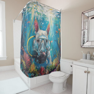 Rideaux De Douche Bull Terrier Chien Plongée sous-marine plongée