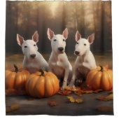 Rideaux De Douche Bull Terrier Chiot Automne Citrouille de plaisir (Devant)