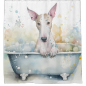 Rideaux De Douche Bull Terrier Dans Baignoire Aquarelle Chien Art (Devant)