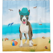 Rideaux De Douche Bull Terrier Dog sur la plage (Devant)