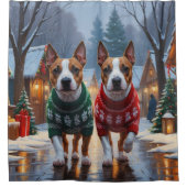Rideaux De Douche Bull Terrier Dogs Christmas Snow Holiday (Devant)