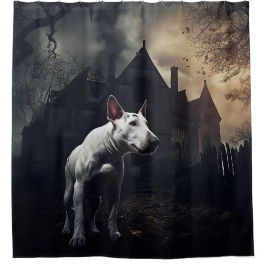 Rideaux De Douche Bull Terrier Halloween Épouvantable (Devant)