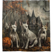 Rideaux De Douche Bull Terrier Halloween Night Doggy Délice (Devant)