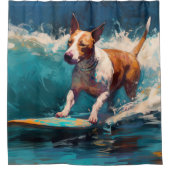 Rideaux De Douche Bull Terrier Plage Surf Peinture (Devant)