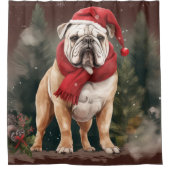 Rideaux De Douche Bulldog à Noël de neige (Devant)