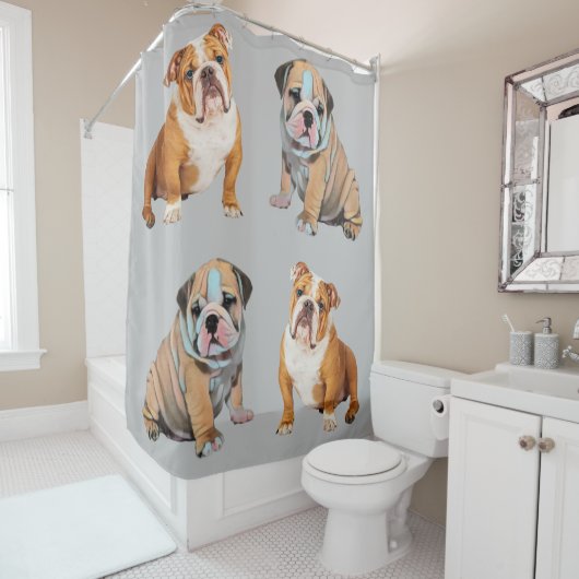 Rideaux De Douche Bulldog anglais (En situation)