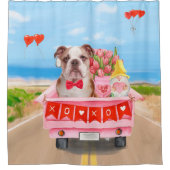 Rideaux De Douche Bulldog anglais Saint-Valentin Coeurs de camion (Devant)