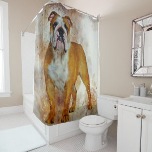 Rideaux De Douche Bulldog Art Anglais Bulldog Amoureux
