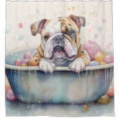 Rideaux De Douche Bulldog Dans La Baignoire Aquarelle Chien Art (Devant)