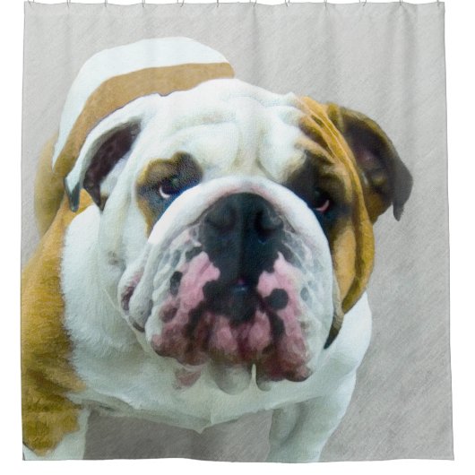 Rideaux De Douche Bulldog Painting - Joli art original chien (Devant)