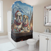 Rideaux De Douche Bulldogs Conception de vacances par Rich AMeN Gill (En situation)