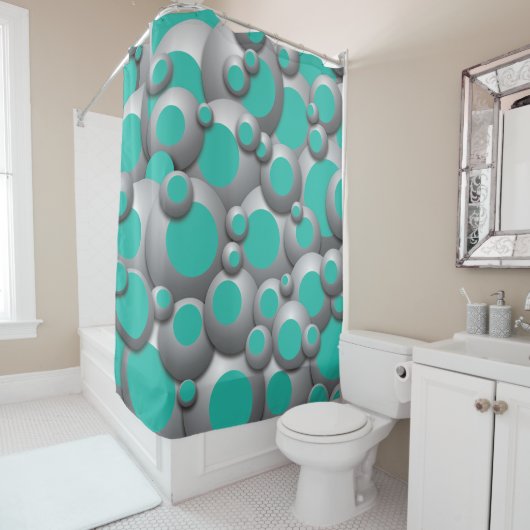Rideaux De Douche Bulles bouillonnantes Turquoise (En situation)
