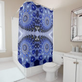 Rideaux De Douche Bulles fractales Ombre Bleu Abstrait (En situation)