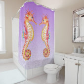 Rideaux De Douche Bulles violettes de l'hippocampe rouge (En situation)