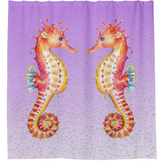Rideaux De Douche Bulles violettes de l'hippocampe rouge (Devant)
