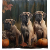 Rideaux De Douche Bullmastiff Chiot Automne Citrouille de plaisir (Devant)