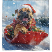Rideaux De Douche Bullmastiff Dog in Sledge Let it Snow Christmas (Devant)
