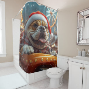 Rideaux De Douche Bullmastiff Dog Roller Dessous de verre Noël