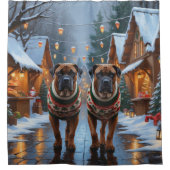 Rideaux De Douche Bullmastiff Dogs Christmas Snow Holiday  (Devant)