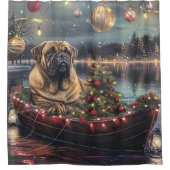 Rideaux De Douche Bullmastiff Noël Festive Voyage (Devant)