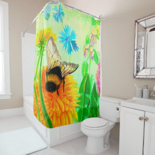 Rideaux De Douche Bumblebee sur le pandelion
