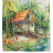 Rideaux De Douche Bungalow Tropical Beach House (Devant)