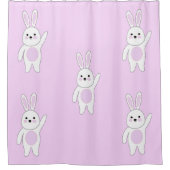 Rideaux De Douche Bunny. Blanc et rose (Devant)