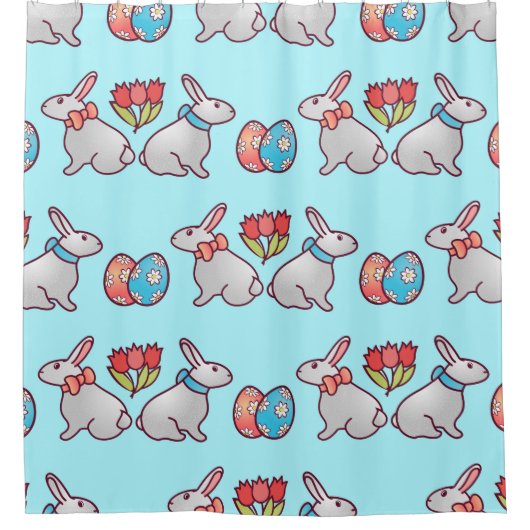 Rideaux De Douche Bunny seamless pattern with easter eggs and a bouq (Devant)