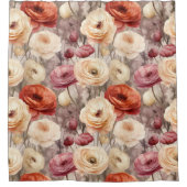 Rideaux De Douche Burgundy Crème Fleurs de Printemps Mariage (Devant)