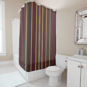Rideaux De Douche Burgundy Gold Stripes