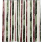 Rideaux De Douche Burgundy Red Green Cream Stripes Christmas (Devant)