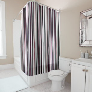 Rideaux De Douche Burgundy, rose et gris Abstrait rayures