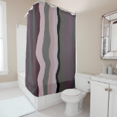 Rideaux De Douche Burgundy, rose et violet rayures ondulées (En situation)