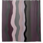 Rideaux De Douche Burgundy, rose et violet rayures ondulées (Devant)