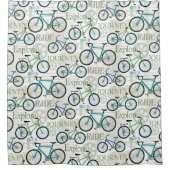 Rideaux De Douche Bycycle Voyage bleu et blanc (Devant)