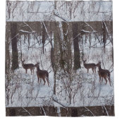Rideaux De Douche Cabine rustique cerf en neige hivernale (Devant)