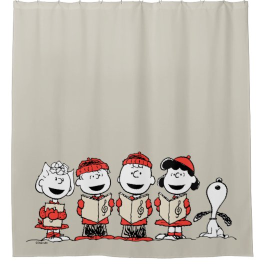 Rideaux De Douche cacahuètes | Joyeuse Chorale de Noël (Devant)